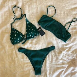 Hollister Green Floral Bikini Set